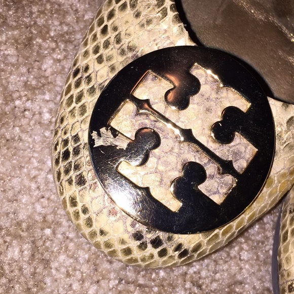Tory Burch snake skin gold flats - Picture 3 of 3